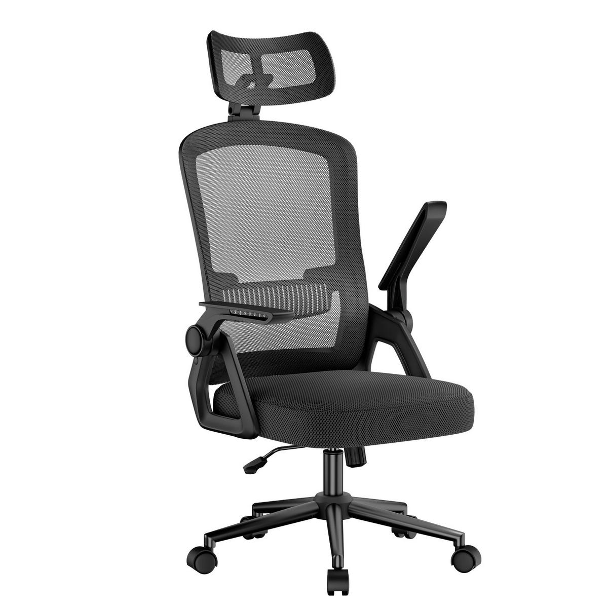 DREHSTUHL Mesh Schwarz ergonomisch klappbare Armlehnen - Schwarz, Metall (23.5/52/62.5cm) - Rattrix