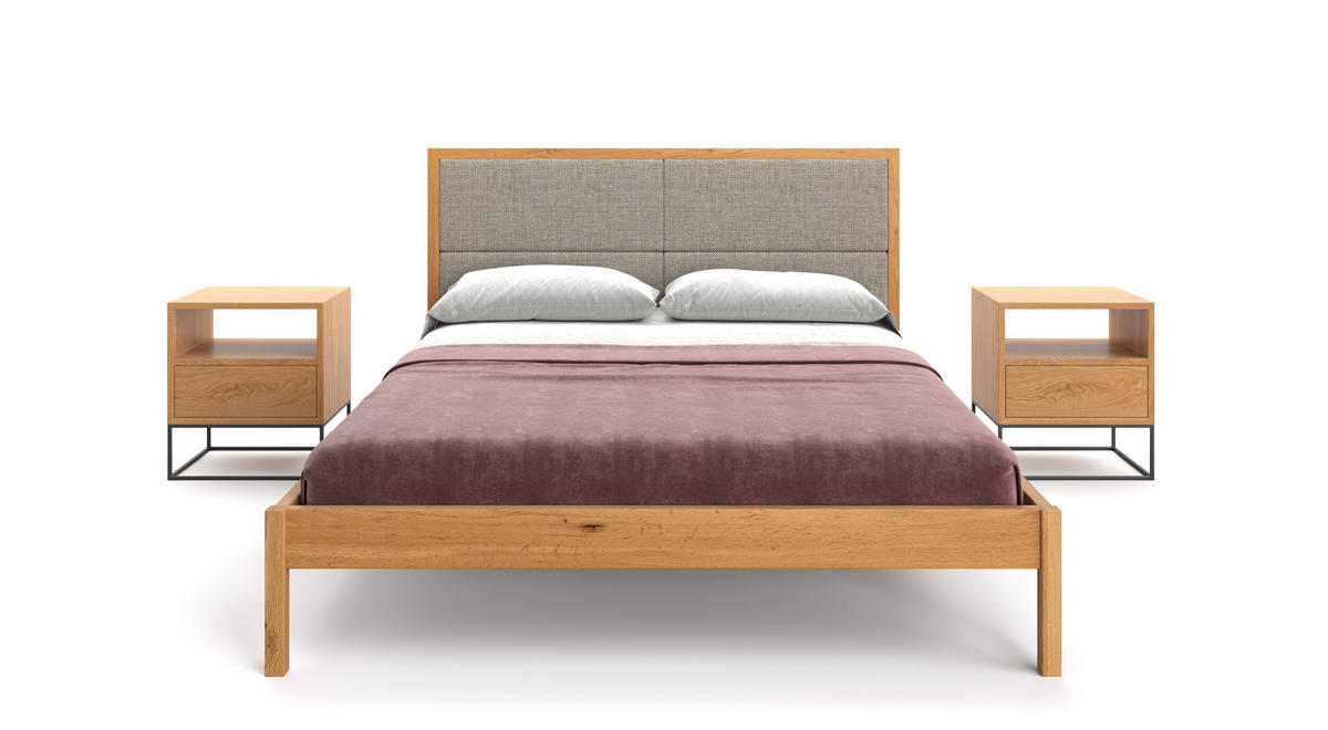 MASSIVHOLZBETT Moon aus Eiche 200x220 cm - Eichefarben/Braun, Holz (200/220cm) - Danzz