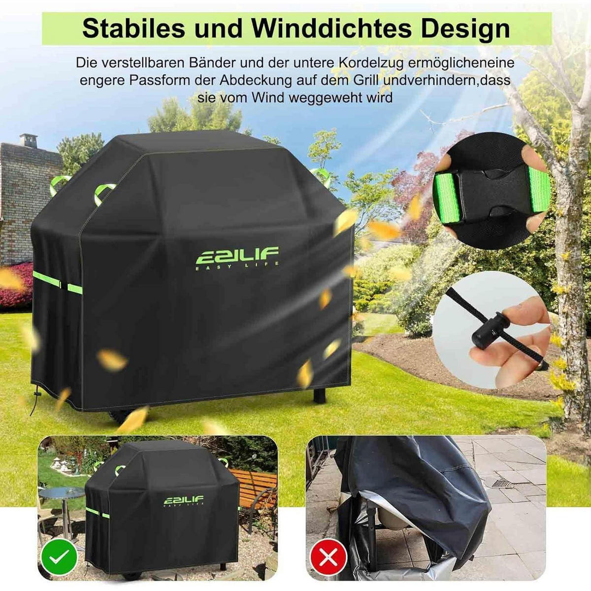 GRILLABDECKUNG 90 x 70 x 110 cm Wetterfest 420D Oxford Wasserdicht - Schwarz, Textil (70/110/90cm)