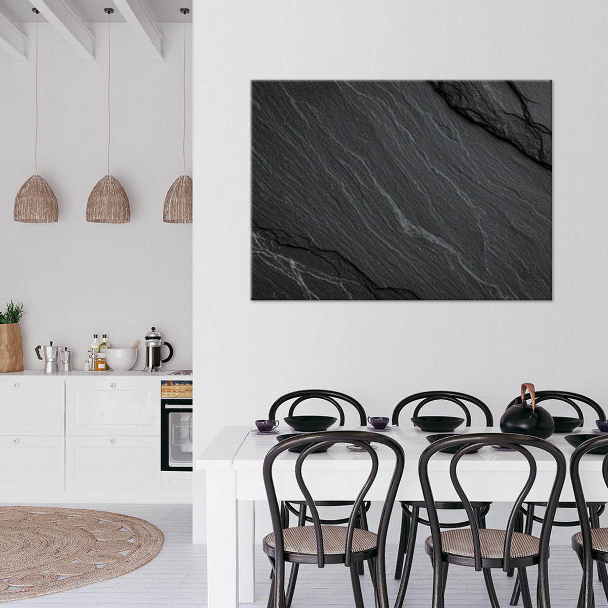 LEINWANDBILD Stein Schieferstruktur 100x70cm - Grau, Textil (100/70cm) - Feeby