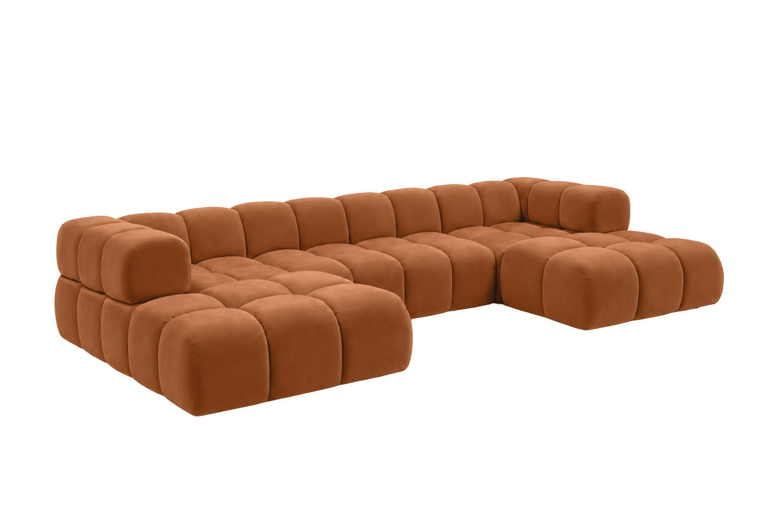 ECKSOFA U-Form, Veloursstoff Bluvel, Zimtfarbe, Averro U XL - Orange, Holz (400/70/150cm) - Kaiser Möbel