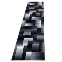 TEPPICH Kurzflor Abstrakt Karo Polypropylen saugroboter Wohnzimmer Schwarz Läufer 80x300 - Schwarz, Textil (80/300cm) - KADIMA DESIGN