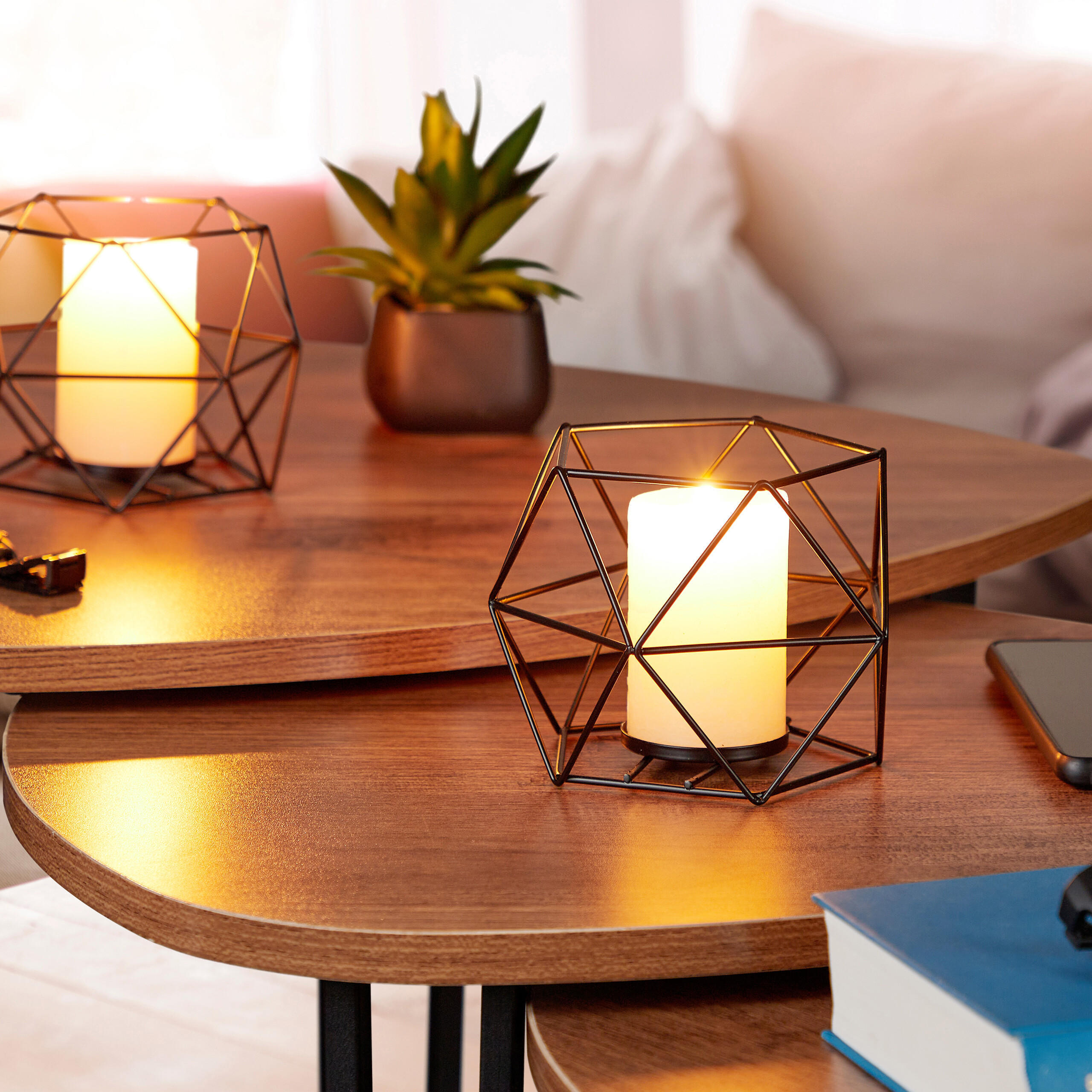 2xTEELICHTHALTER - Schwarz, Glas/Metall (10cm) - Relaxdays