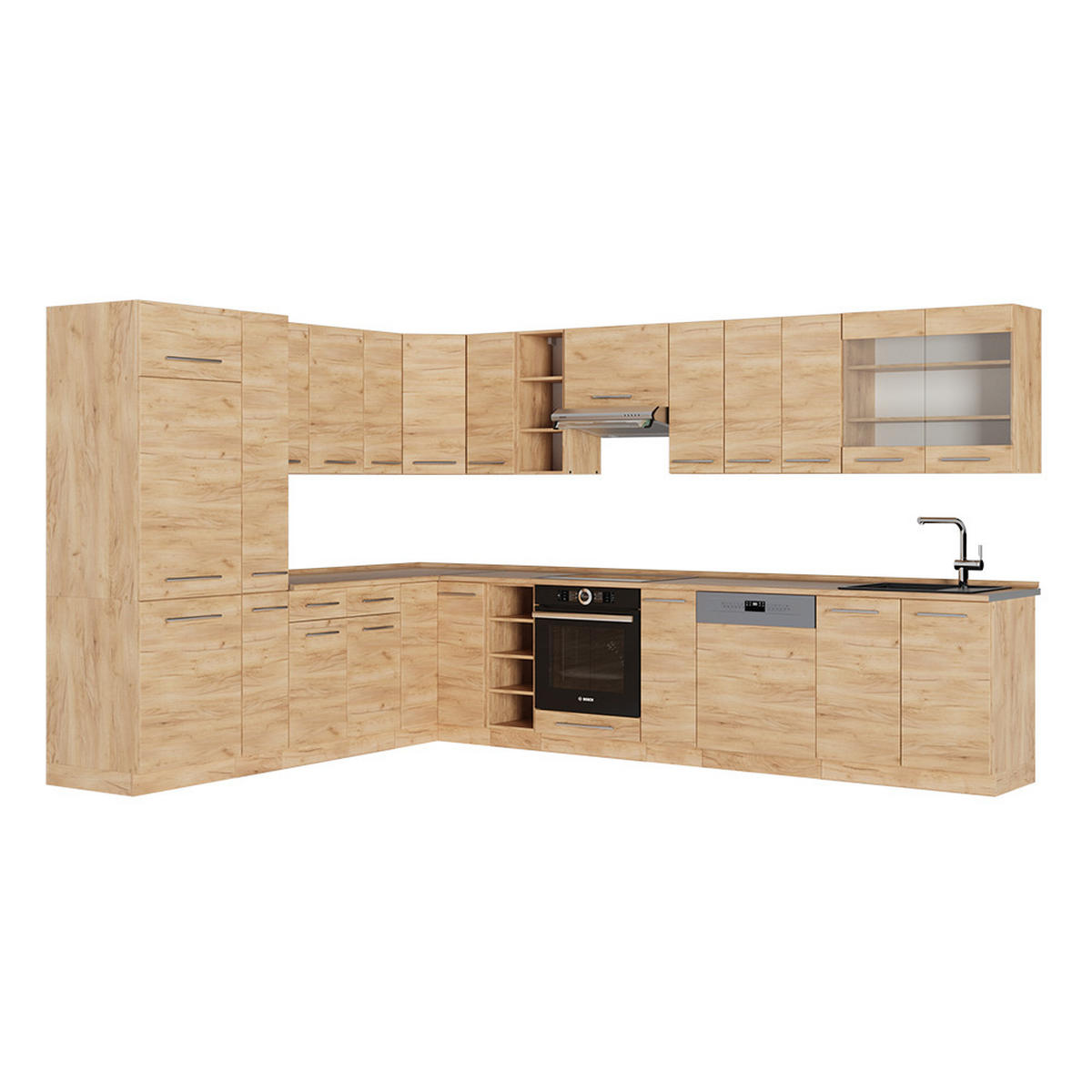 ROHOVÁ KUCHYŇ Fame-Line Zlatý mocný dub - medově dubová, kompozitní dřevo (347/81.6/60cm) - Vicco