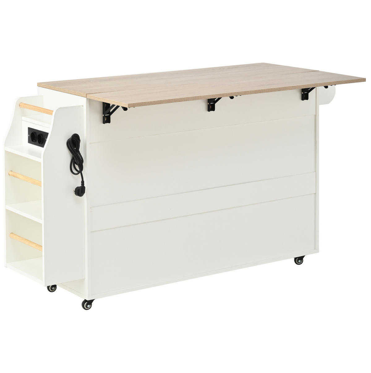 KÜCHENINSEL mit Auszugsplatte und Stauraum White - Weiß, Holz (40/90/120cm) - Beauniv