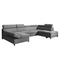 WOHNLANDSCHAFT Olettio Grau 342/205/96 cm – großes Sofa mit Schlaffunktion R - Schwarz/Grau, Holz/Textil (342/96/205cm) - AX Living