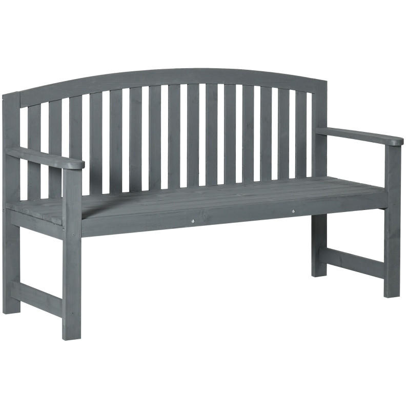 GARTENBANK aus Tannenholz 143x51x85 cm Grau mit ergonomischer Rückenlehne und wetterfester Beschichtung - Grau, Holzwerkstoff (143/85/51cm) - Modfu