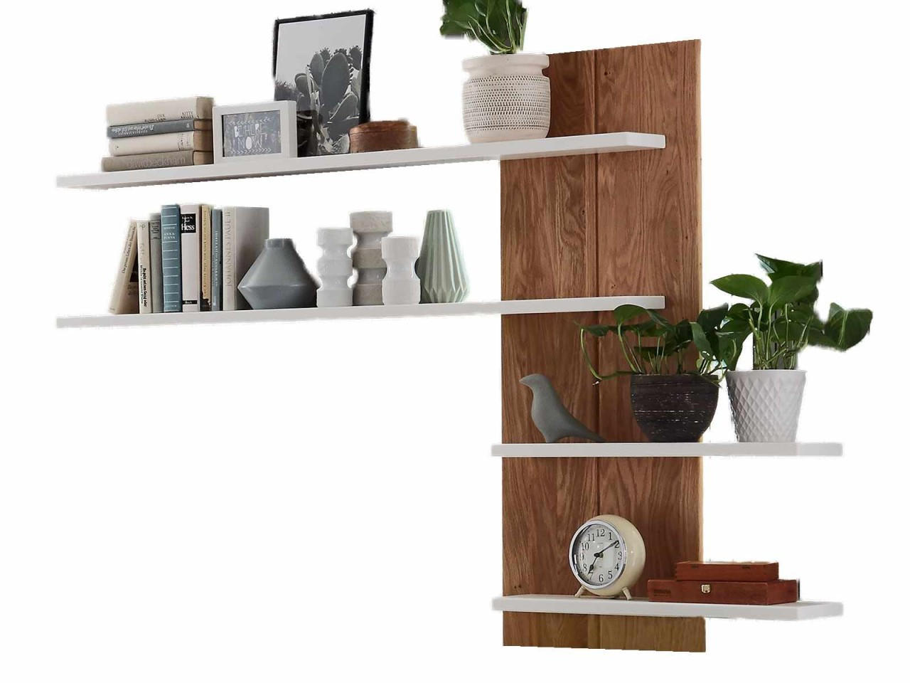 WANDREGAL weiß Olbia Wildeiche 160/25/115 cm - Weiß/Braun, Holz (160/115/25cm) - Casamia Massive Möbel