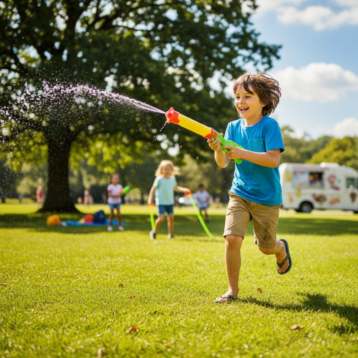 WASSERPISTOLE XXL 4er Set 65 cm Bunt, Wasserblaster, Wasserspielzeug, Poolspielzeug, Strandspielzeug, Gartenspielzeug, Outdoor Spielzeug, Sommer - Gelb/Rot, Kunststoff (70/35/10cm) - Sena