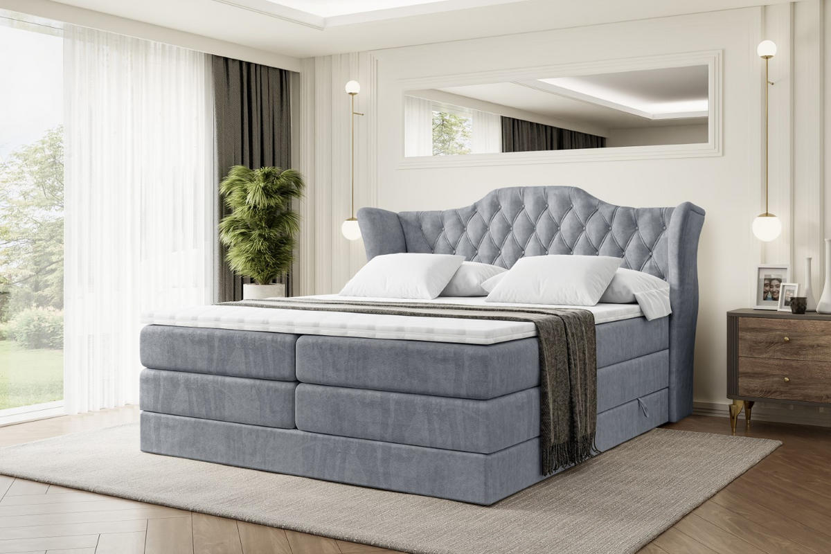 BOXSPRINGBETT VILA KING - 120x200 - H3/H4 - Grau - Grau, Holzwerkstoff (120/200cm) - ALTDECOR