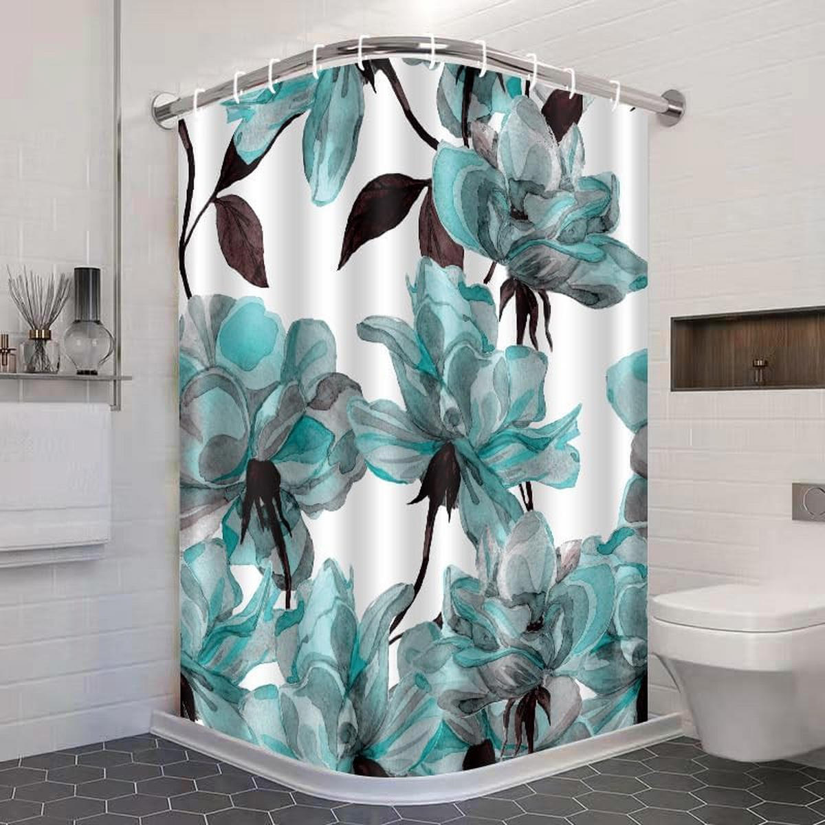 DUSCHVORHANG Polyester 3D maschinenwaschbar schimmelresistent wasserdicht mit Haken - Multicolor, Textil (180/180cm) - MCBOSON