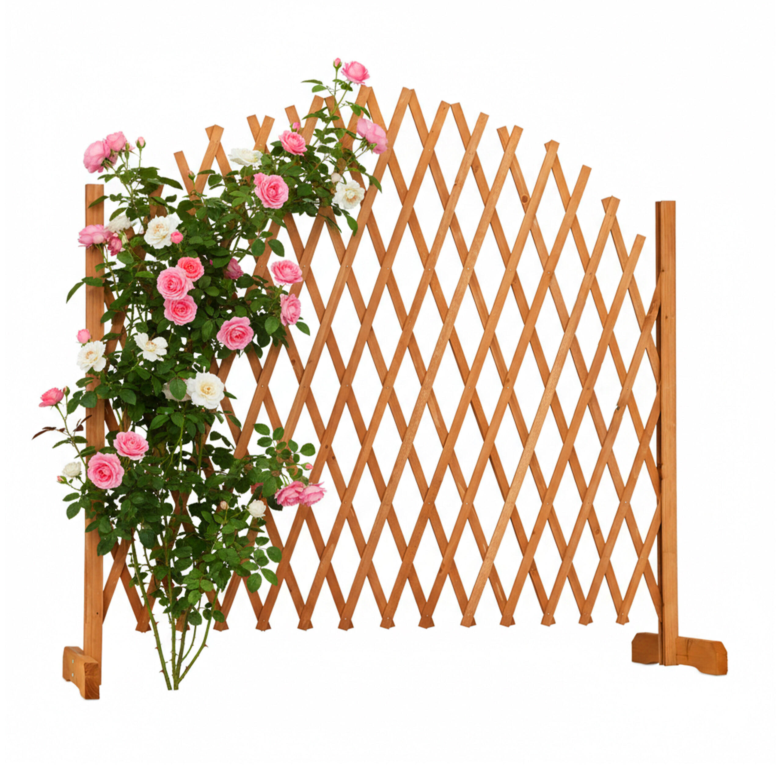 RANKGITTER Orange Tannenholz ausziehbar 98 cm - Orange, Holz (200/98/30cm) - Relaxdays