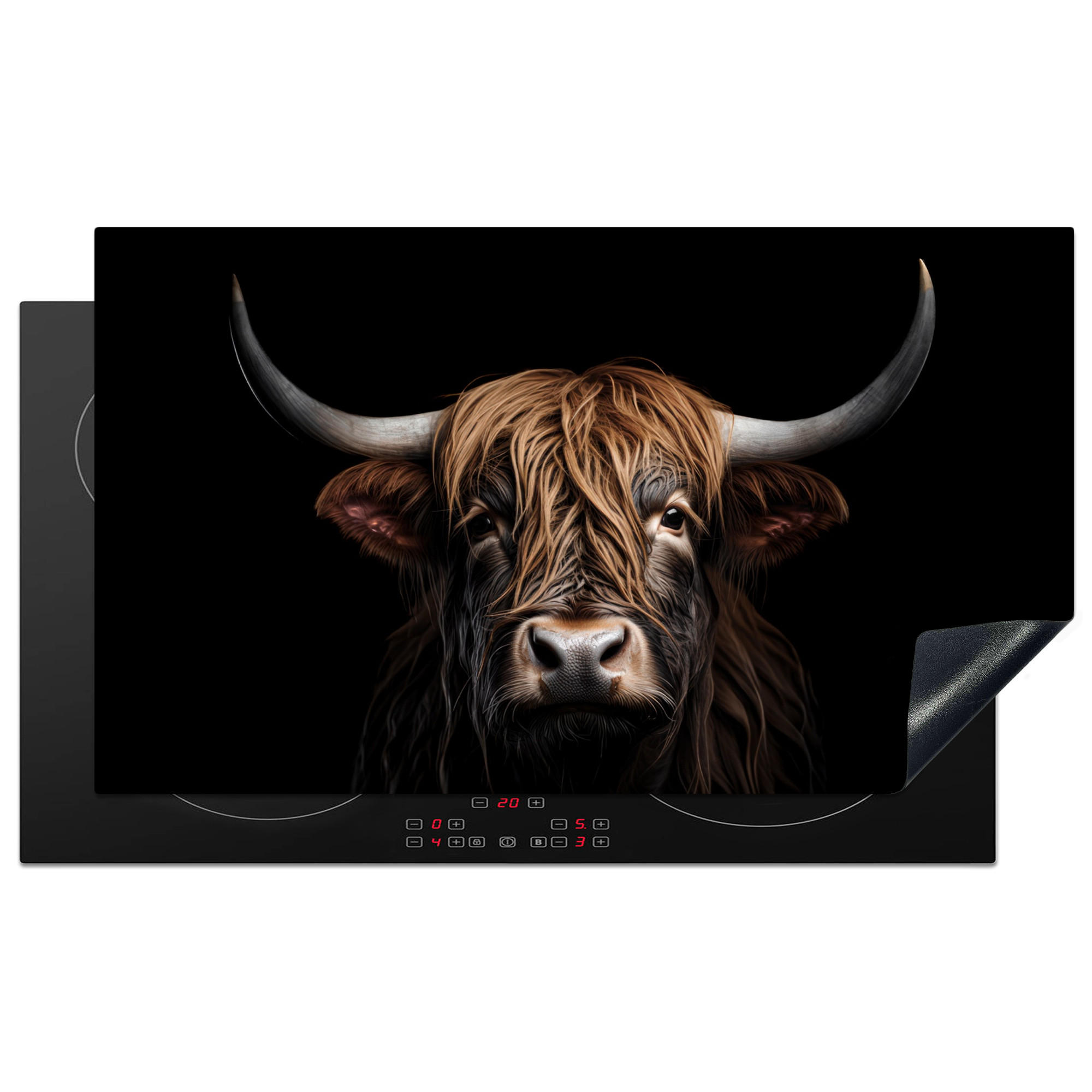 HERDABDECKPLATTE Schottischer Highlander - Porträt - Schwarz - Tier 90x52 cm - Braun, Kunststoff (90/0.2/52cm) - MuchoWow