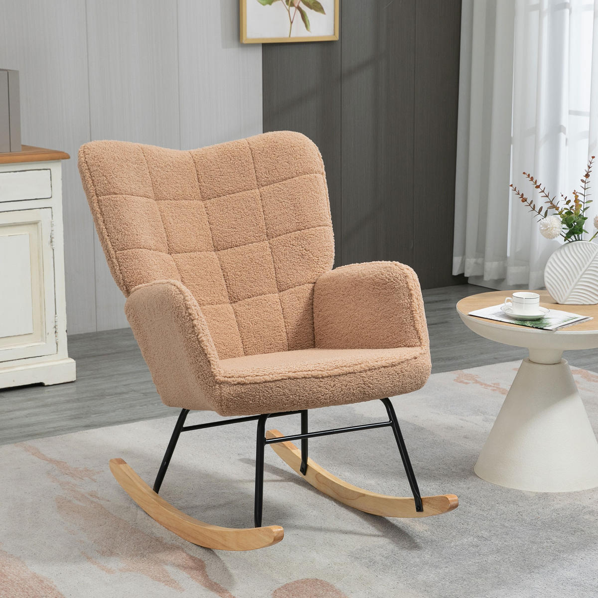SCHAUKELSTUHL Sessel Relaxsessel bis 120 kg, Polyester, Braun 98x71x101cm - Braun, Kunststoff (98/101/71cm) - HOMCOM
