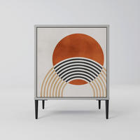 SIDEBOARD SPACE AROUND, Grau, 57,5x42x72,5 cm, Schwarze Metallfüße - Multicolor/Schwarz, Holzwerkstoff/Metall (57.5/72.5/42cm) - SpaceRebels