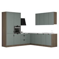 WINKELKÜCHE 265 x 225 cm - Sorento KS15-M265 - in Grün / Dunkle Eiche - Eichefarben/Grün, Holz (490/247/52cm)