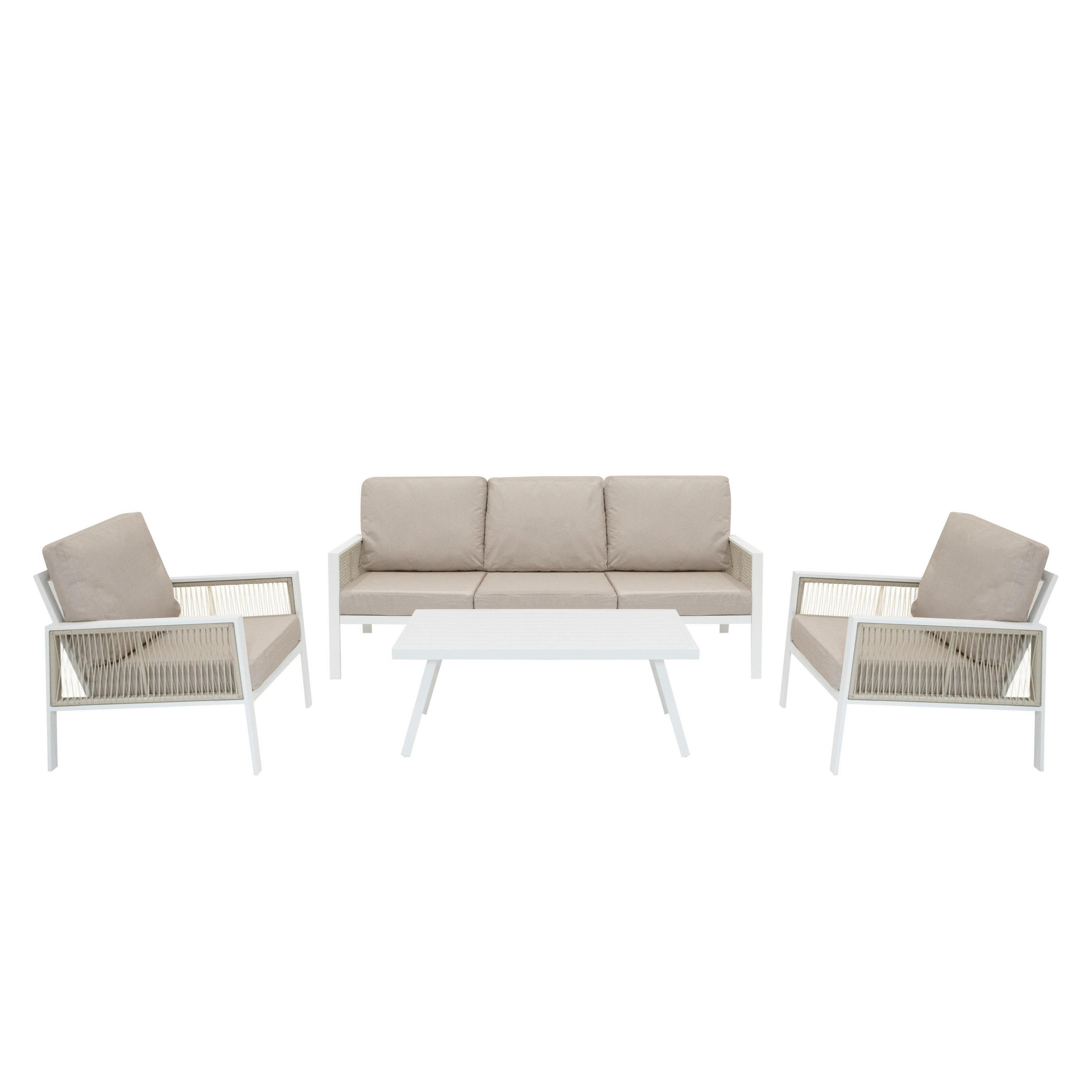 SOFAGARNITUR 4-teilige Aluminium Weiß - Weiß, Metall