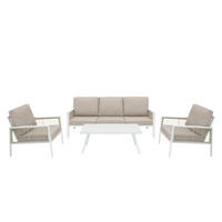 SOFAGARNITUR 4-teilige Aluminium Weiß - Weiß, Metall