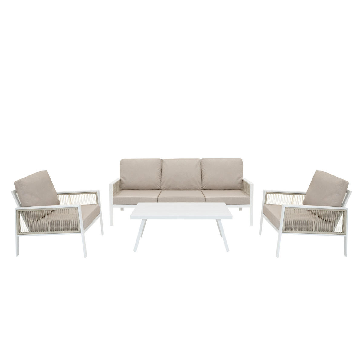 SOFAGARNITUR 4-teilige Aluminium Weiß - Weiß, Metall
