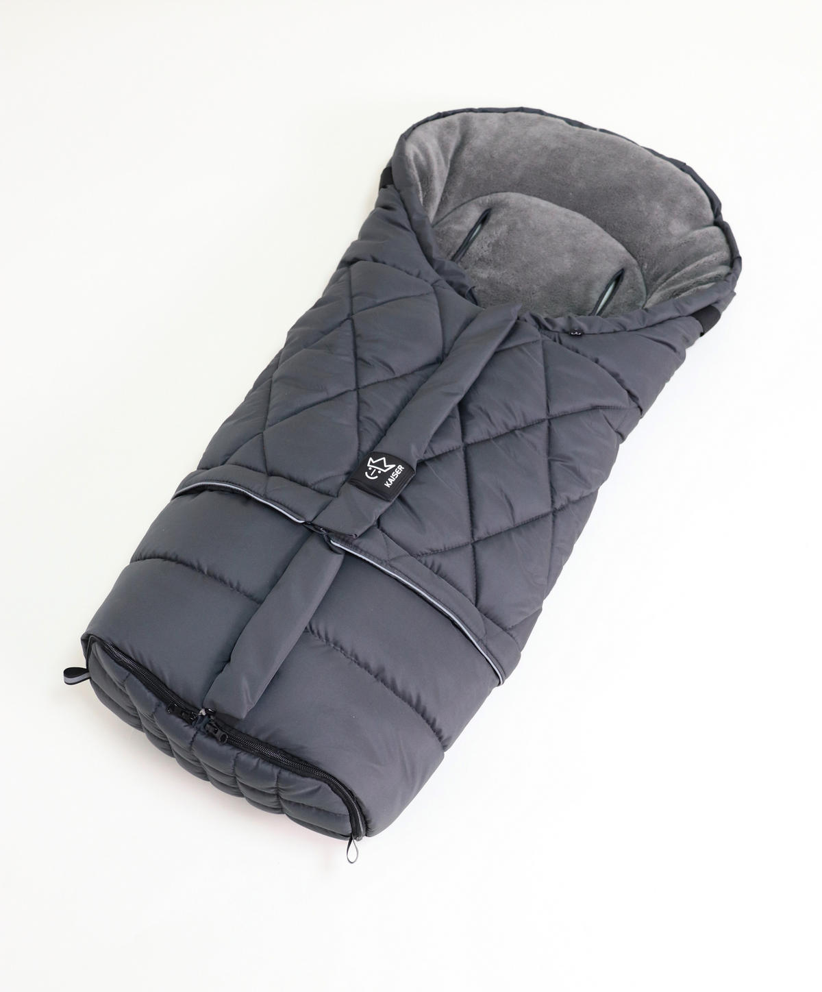 KINDERWAGEN-FUSSSACK Moony 2in1, Sherpa Fleece grey, anthracite - Dunkelgrau, Textil (48/10/105cm) - Kaiserbaby