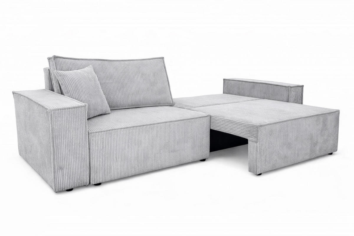 SOFA Mit Schlaffunktion Und Bettkasten, Cordstoff Poso, Grün, BEST SCORNER - Hellgrau, Holz (245/83/90cm) - Kaiser Möbel