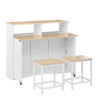 KÜCHENINSEL 110/34-68/97,5 cm mit klappbarer Arbeitsplatte, 2 Hockern und viel Stauraum, Weiß - Weiß, Holzwerkstoff (110/97.5/68cm) - Redom