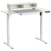 SCHREIBTISCH elektrisch höhenverstellbar 120/60 cm mit USB-Anschluss Weiß Lucama - Weiß, Holzwerkstoff/Metall (60/120/88cm) - Beliani