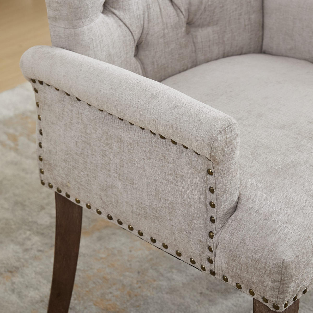 ARMLEHNSTUHL DE-36357 mit Chenille-Bezug Beige - Beige, Holz (57/100.5/69cm) - ComfortXL