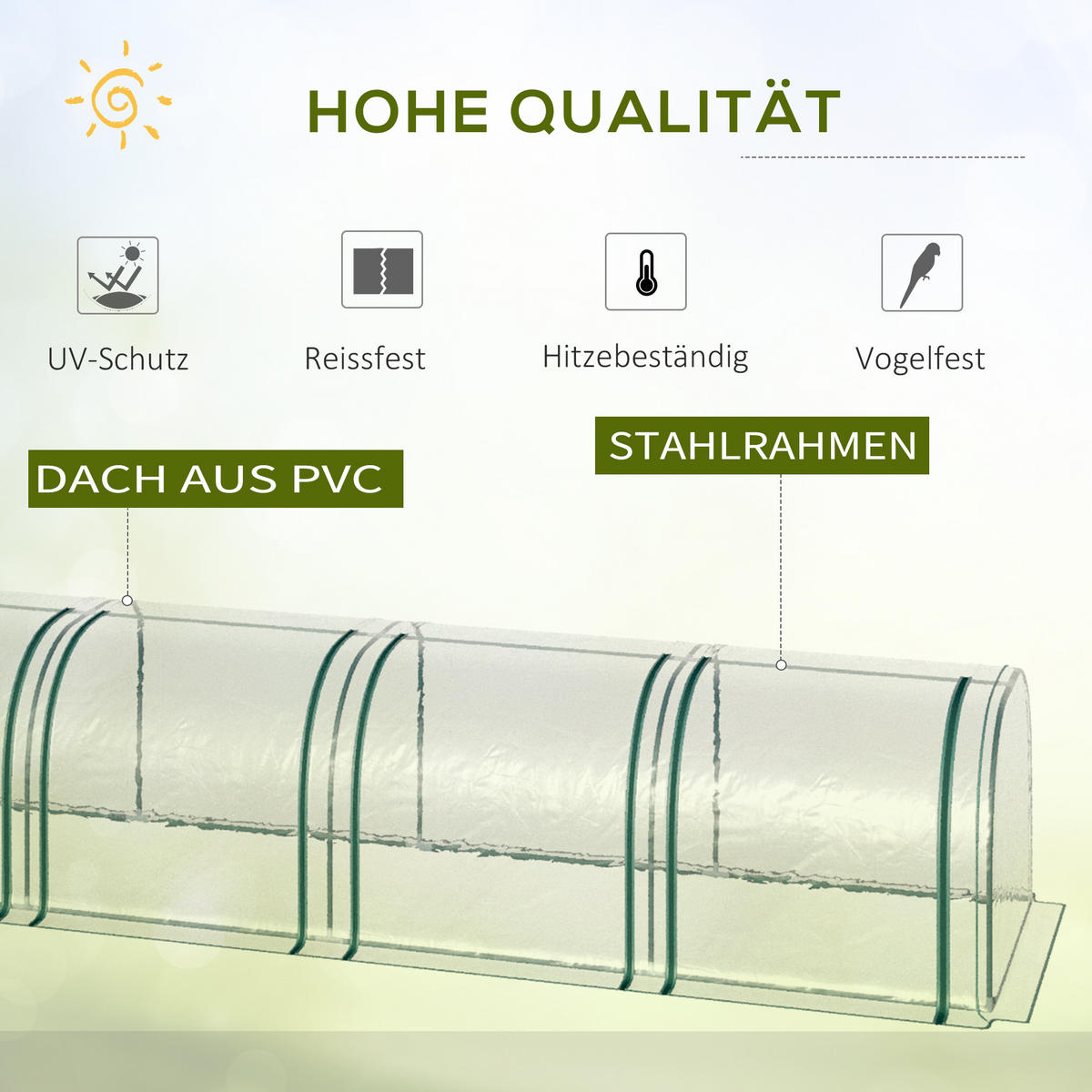 FOLIENGEWÄCHSHAUS, Transparent, PVC(Folie), Stahl(Gestell) - Transparent, Kunststoff (100/80/295cm) - Outsunny