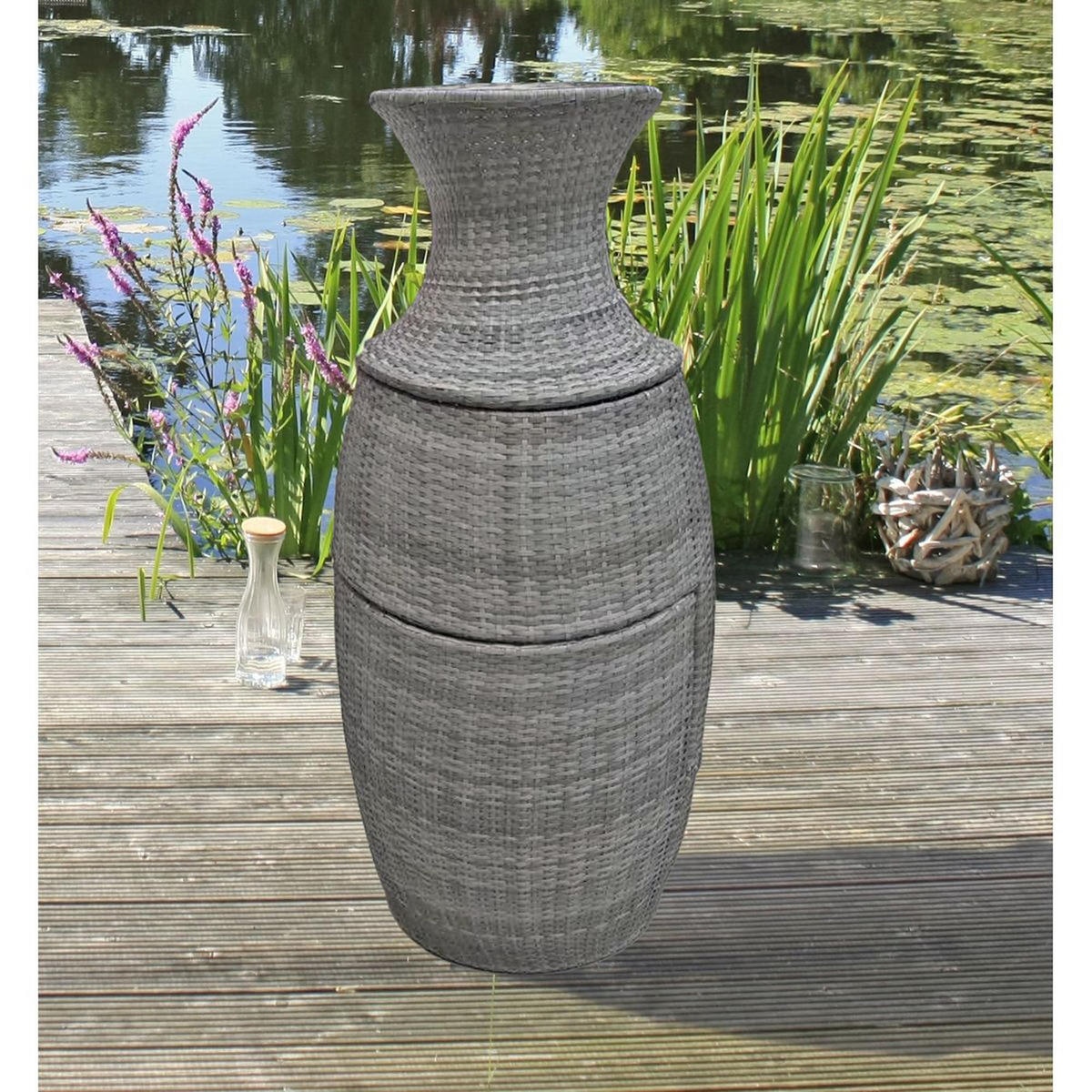 BISTRO-SET Carina Kunststoffgeflecht Grau Club-Set - Grau, Kunststoff - DELUKE