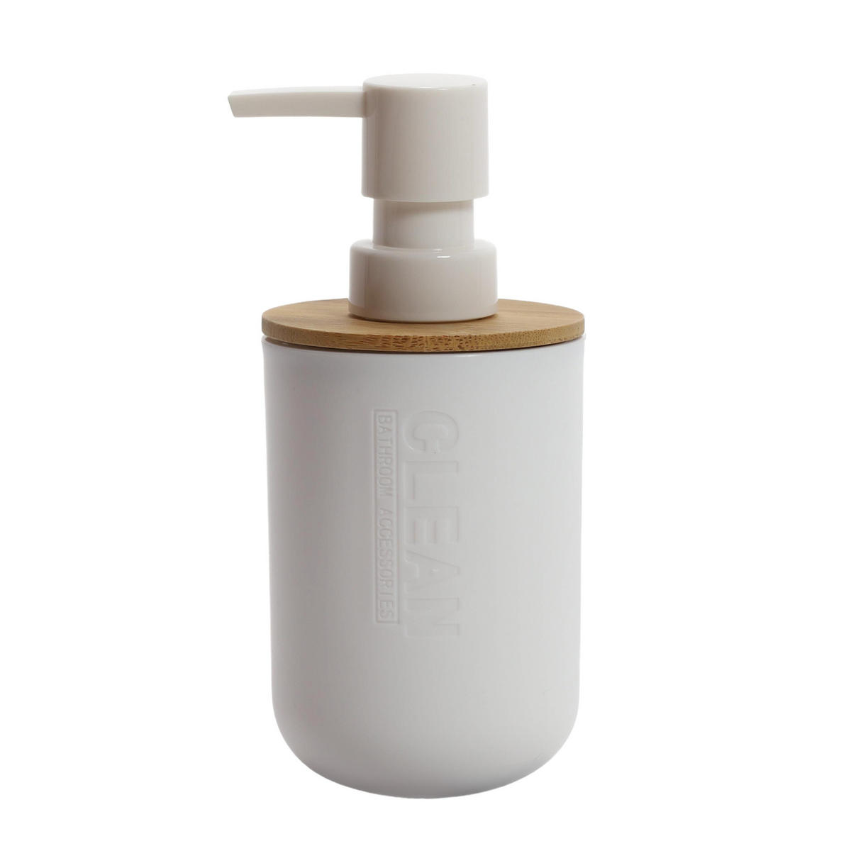 SEIFENSPENDER Bambus-Deckel 7/7/16,5 cm - Weiß, Kunststoff (7/16.5/7cm) - Bathroom solutions