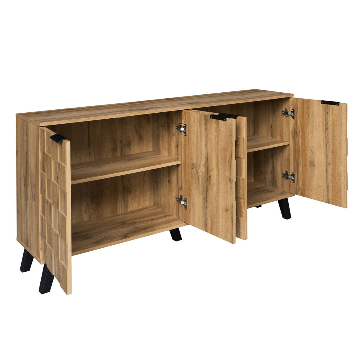 SIDEBOARD 160,5/35,5/78 cm mit 4 Türen in Holzfarbe und modernem Design - Naturfarben, Holzwerkstoff (160.5/78/35.5cm) - BEAOK
