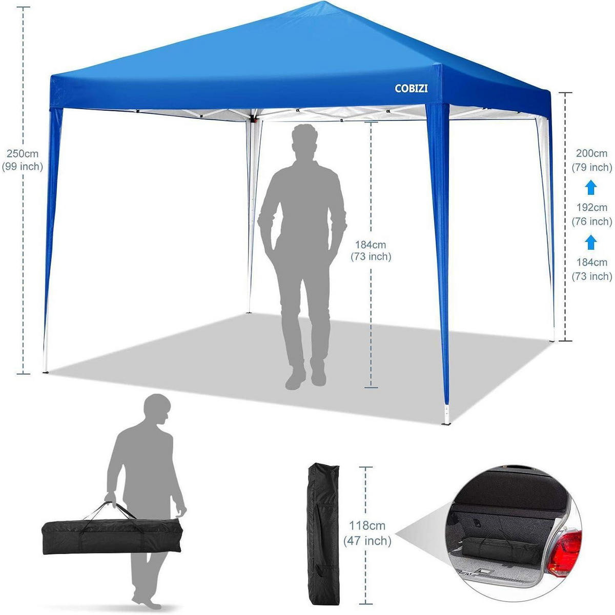 FALTPAVILLON 3 x 3 m Hellblau - Blau, Textil (300/203/300cm)