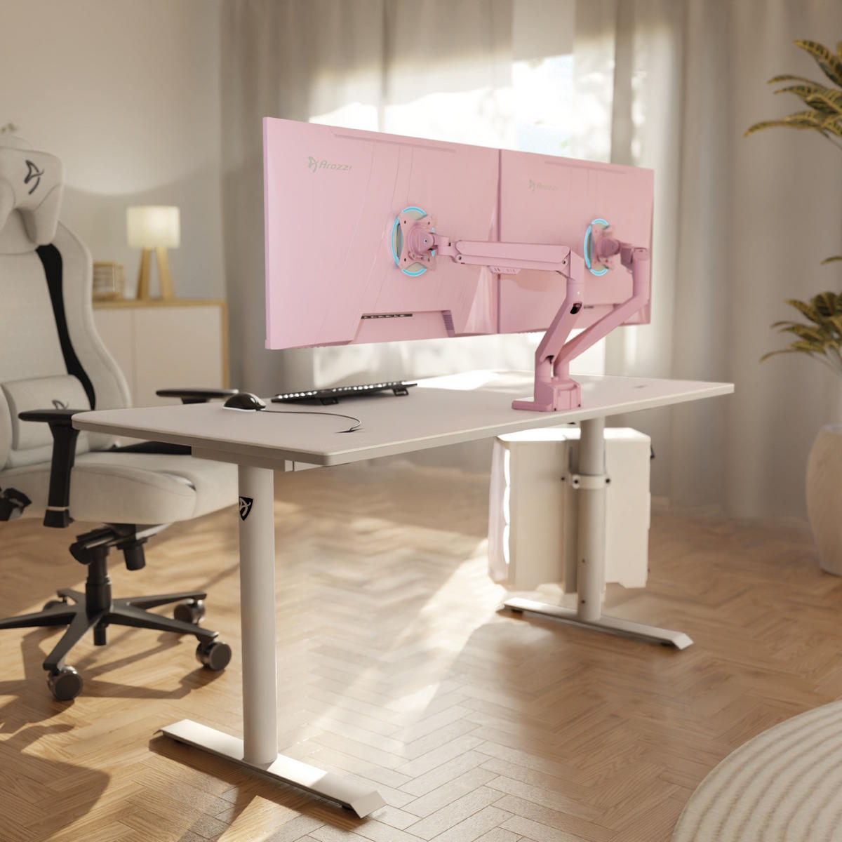 MONITORARM Alzare Neo Duo Rosa - Pink, Metall (51/99/50cm) - Arozzi