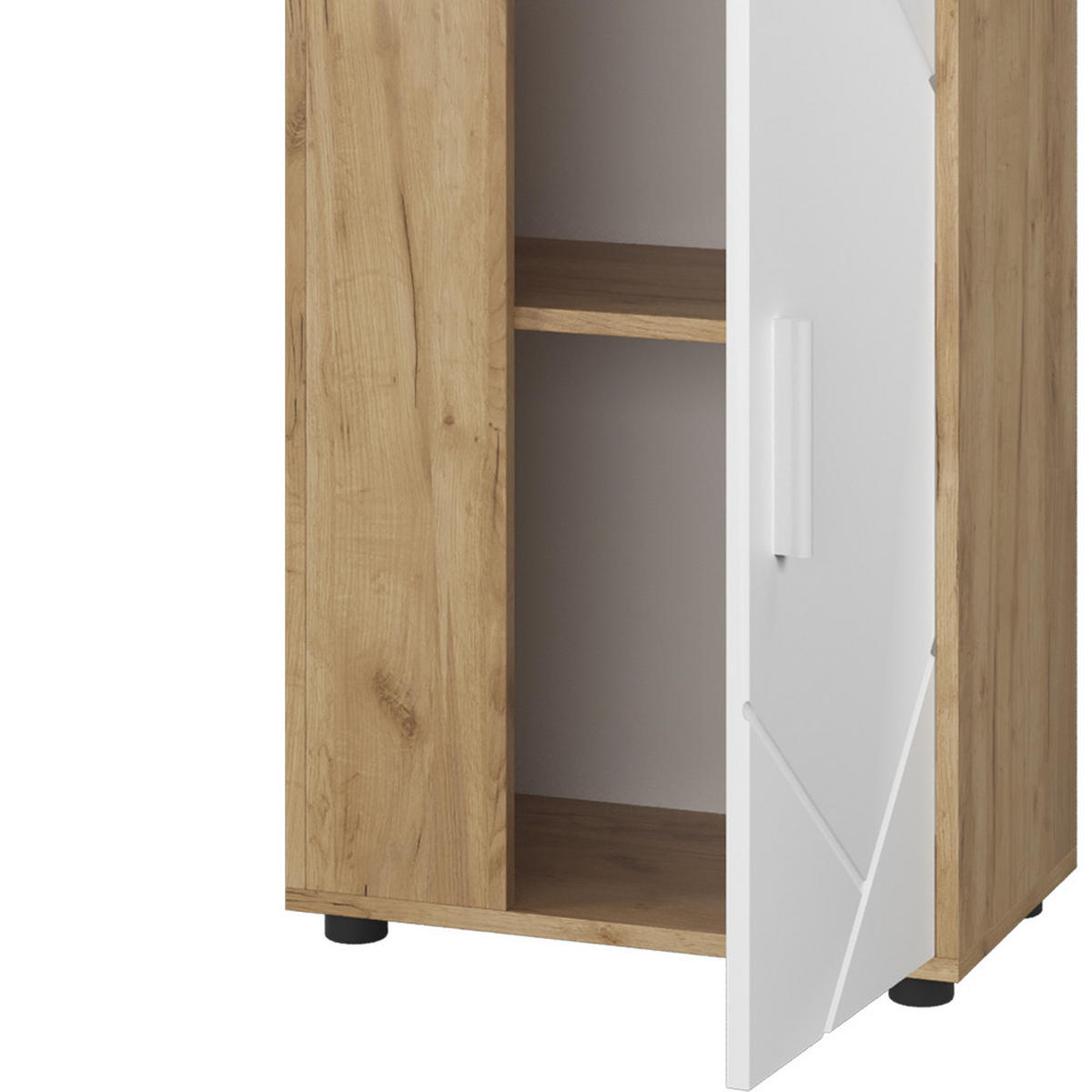 KOMMODE Berno Goldkraft Eiche/Weiß 50.1 x 87.3 cm mit 2 Fächern - Honigeiche/Weiß, Holzwerkstoff (50.1/87.3/28.3cm) - Vicco