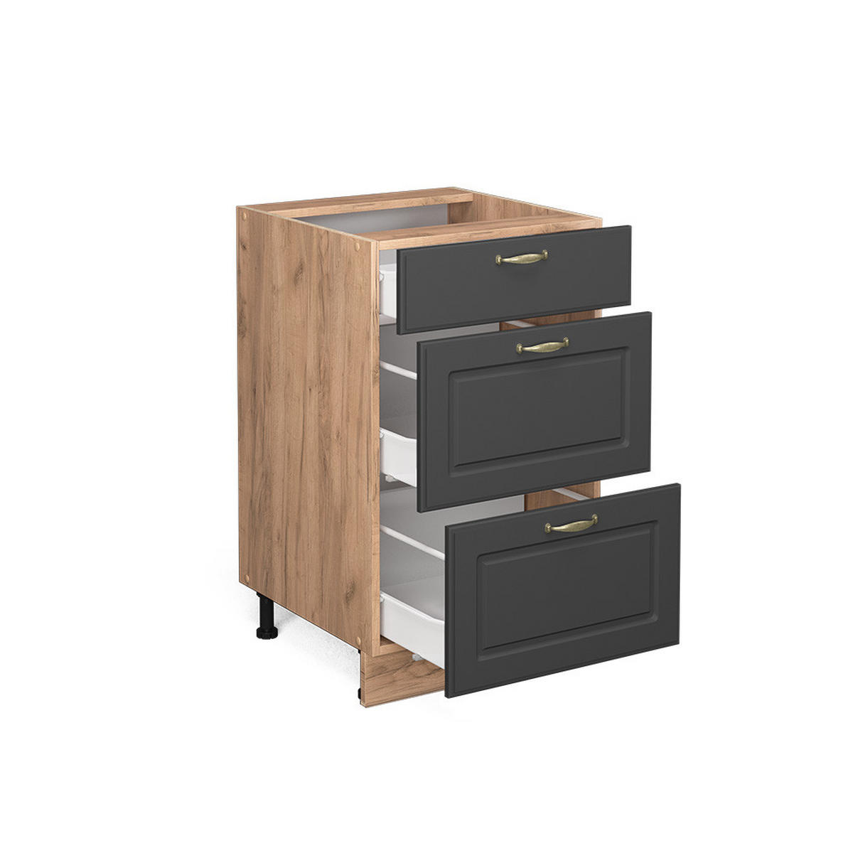 KÜCHENUNTERSCHRANK Fame-Line Anthrazit-Gold 50 cm, AP Marmor - Anthrazit/Eiche Wotan, Holzwerkstoff (50/82/60cm) - Vicco