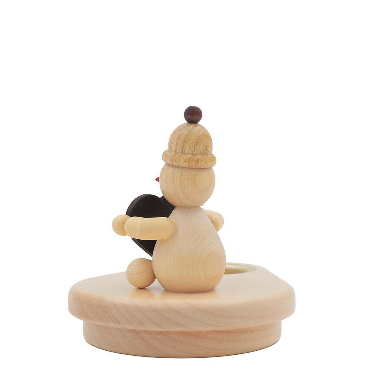 HOLZFIGUR Schneemann mit Teelicht und Lebkuchenherz 13/9 cm - Multicolor, Holz (13/1/0.1cm)