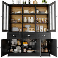 MODERNER Hochschrank mit Acryl-Türen und verstellbaren Böden, 140/38,5/175 cm, Schwarz - Schwarz, Holzwerkstoff (140/175/38.5cm) - Redom