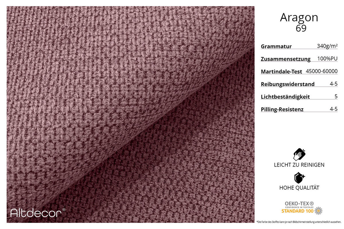 WOHNLANDSCHAFT mit Schlaffunktion ESKAR-U2-464x176x72cm Altrosa - Altrosa, Holzwerkstoff/Kunststoff (176/72/464cm) - ALTDECOR