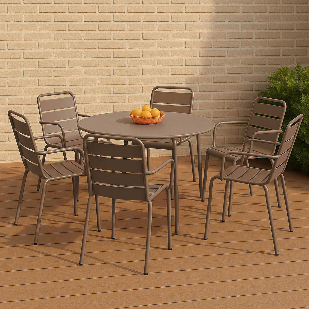 GARTENSET 7-tlg., Taupe - Taupe, Metall - Oviala