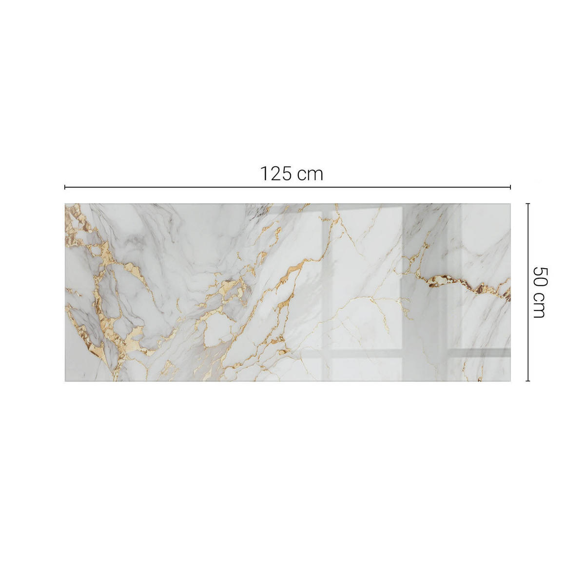 TISCHPLATTE 125x50 cm Eleganter Marmor mit Adern - Weiß, Glas (125/50/0.4cm) - TULUP