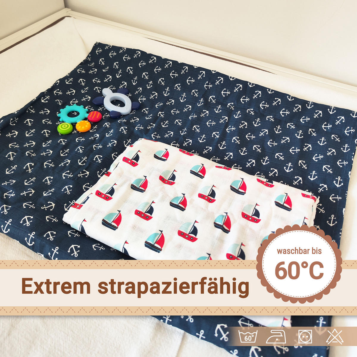 SPUCKTÜCHER, 2er-Set, 120x120 cm, 100% Baumwolle, farblich sortiert - Multicolor, Textil (120/120cm) - Zollner