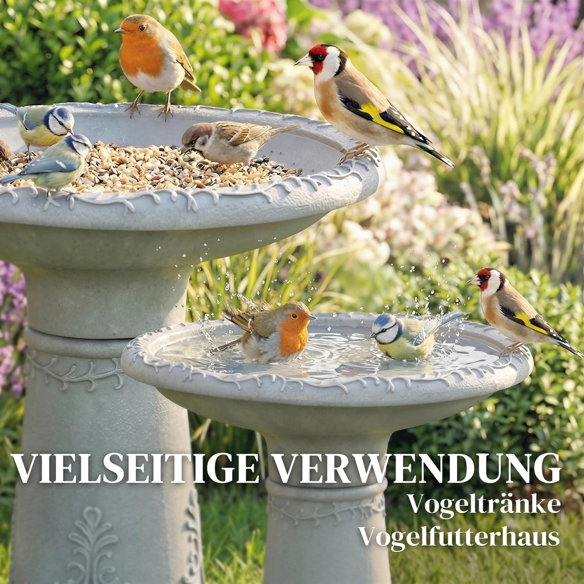 VOGELBAD Harz Grau - Grau, Kunststoff (48/51/48cm) - Outsunny