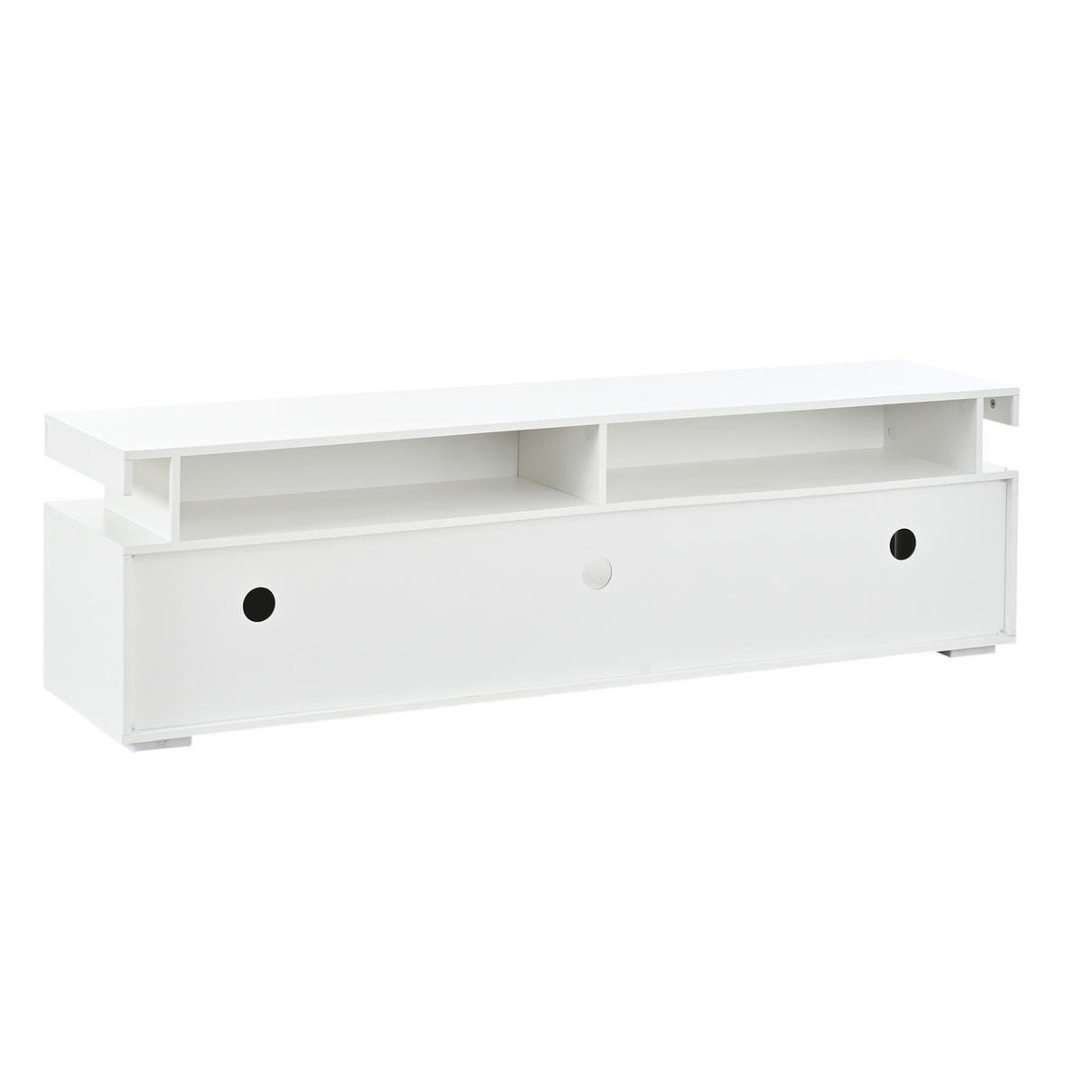 TV-LOWBOARD aus Spanplatte 150x35x43 cm Weiß mit LED-Beleuchtung und 3 Türen - Weiß, Holzwerkstoff (150/43/35cm) - IVMEU