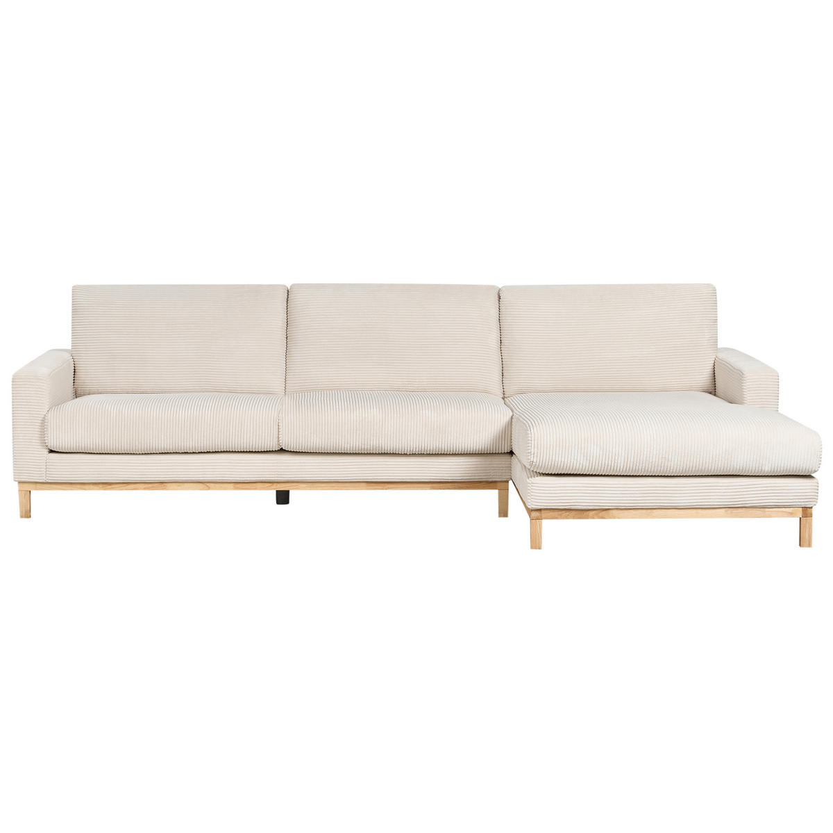 COLȚAR cu 4 locuri reps reiat bej deschis pe partea stângă Siggard - maro/bej, material textil (321/168cm) - Beliani