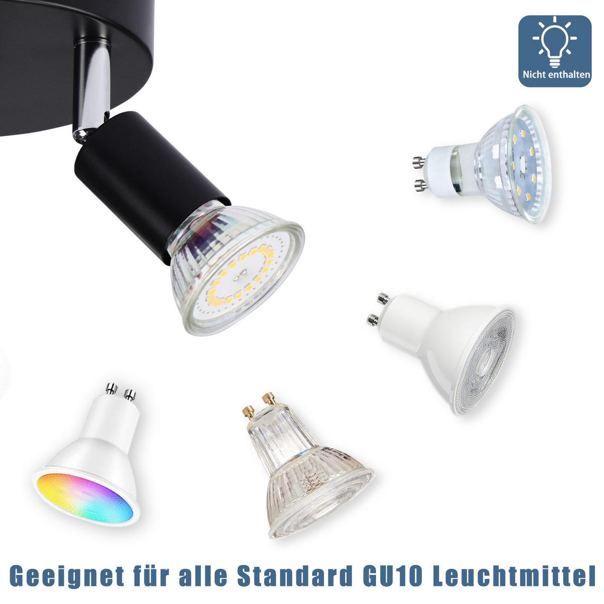 STRAHLER Birtha 4-flammig 18/18/11 cm - Schwarz, Metall (18/18/11cm) - Nettlife