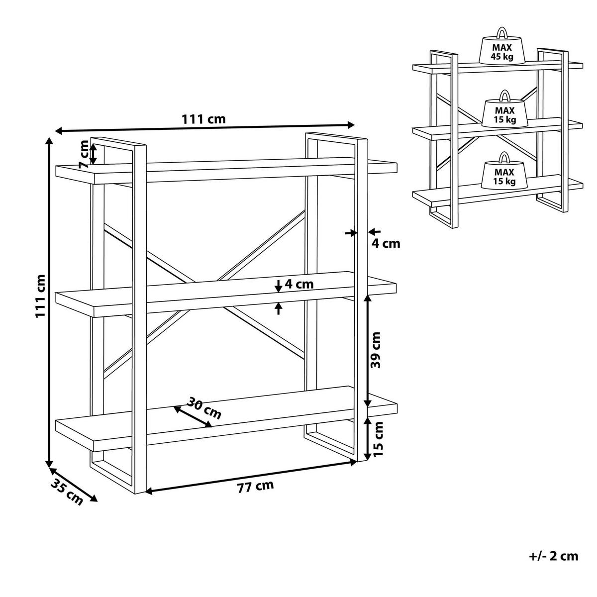 REGAL 3 Fächer Timber - Hellbraun, Holzwerkstoff (111/111/35cm) - Beliani