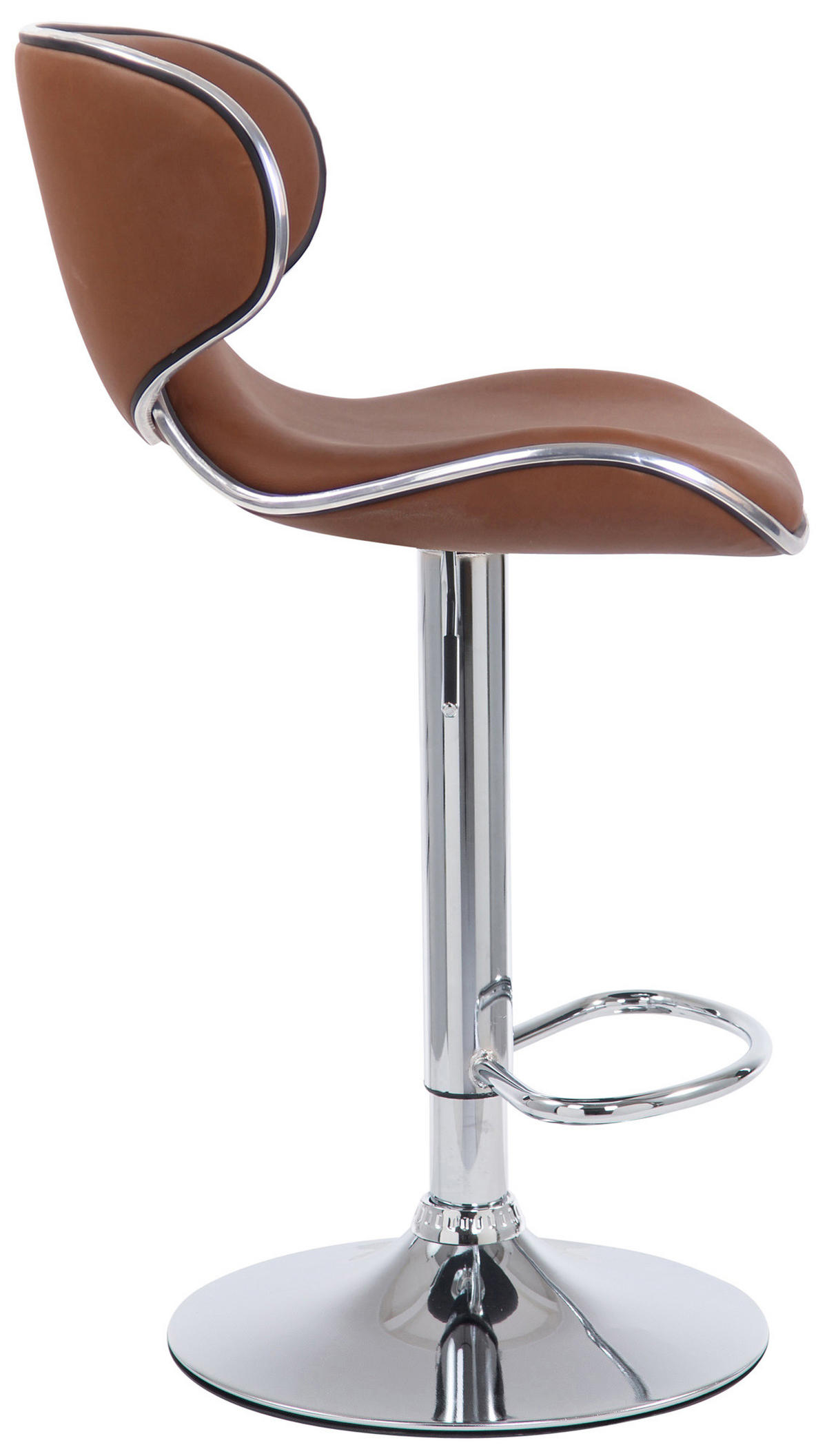 BARHOCKER 2er Set Lederlook hellbraun - Hellbraun/Chromfarben, Textil/Metall (46/88/49cm) - CLP