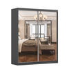 SCHWEBETÜRENSCHRANK Multi 20 Grau/Weiß mit Spiegel 183 cm - Alufarben/Weiß, Glas/Holzwerkstoff (183/218/61cm) - imoebel24