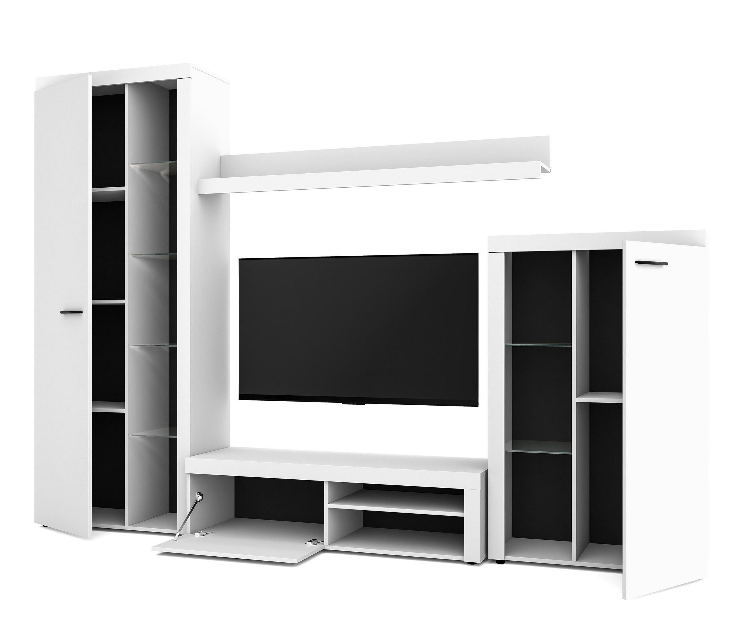 WOHNWAND Spacoro Weiß 270/190/41 cm Wohnwand Modern ohne LED - Weiß, Holzwerkstoff/Kunststoff (270/190/41cm) - AX Living